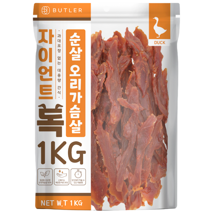 자이언트독 오리가슴살 육포 1kg 대용량 강아지 간식 단일상품, 1개, 1kg, 순살오리가슴살
