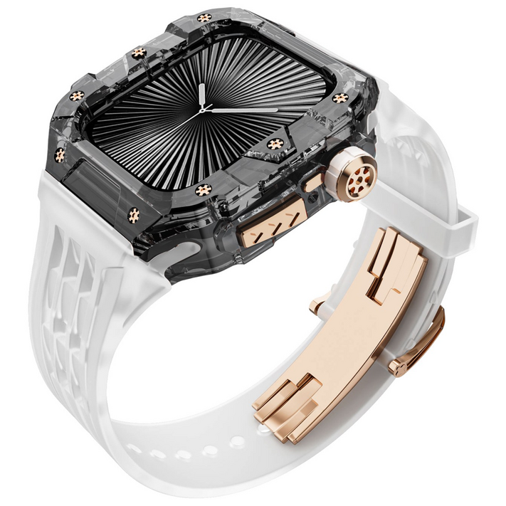 다비드 애플워치 11 10 호환 일체형 스트랩 46mm 케이스 밴드 줄질 애차드밀 풀커버, 05.블랙케이스투명스트랩, 1개