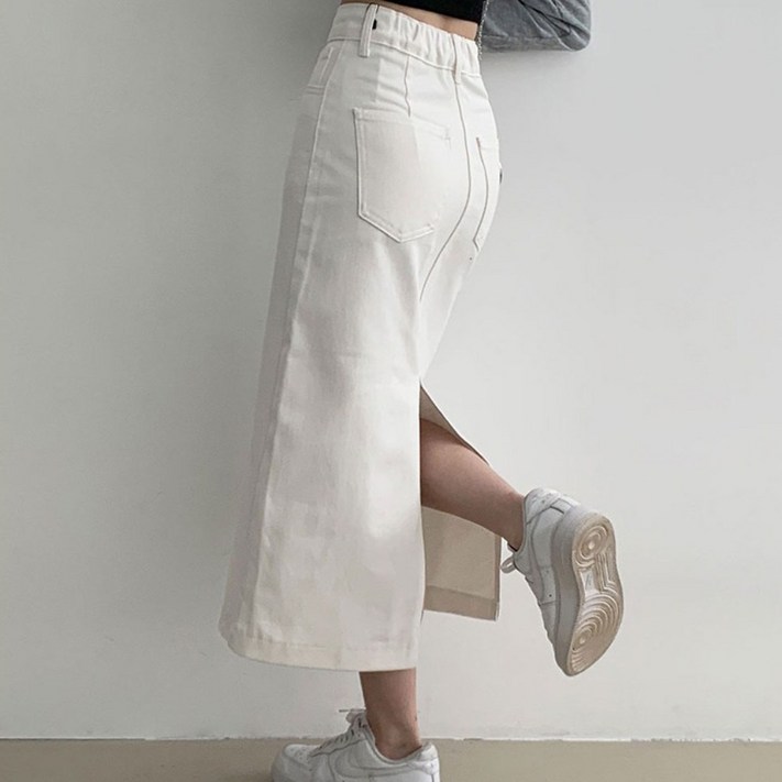 부기샵 숏롱 2단기장 여성 롱 스커트 헤이블 코튼 롱 스커트