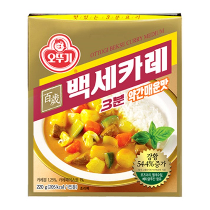오뚜기 3분 백세카레 약간매운맛, 200g, 1개