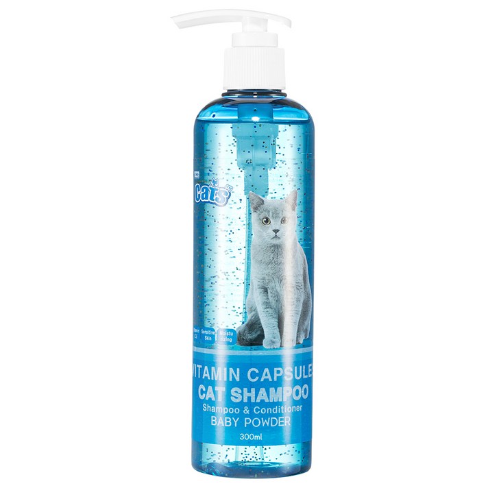 더캣츠 비타민캡슐 고양이샴푸 베이비파우더향, 300ml, 1개
