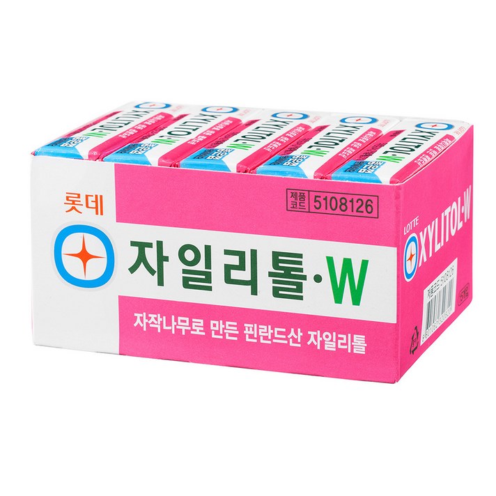 롯데 자일리톨 츄잉껌 W, 24g, 15개