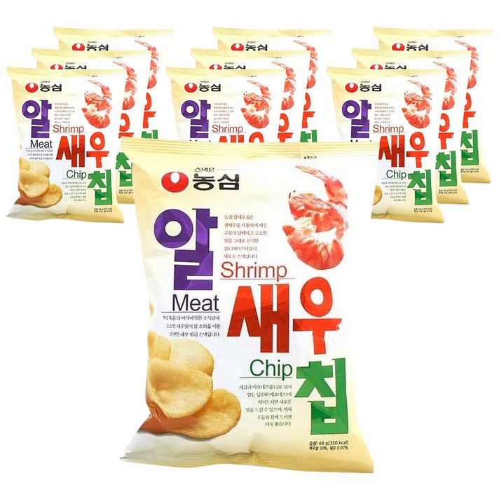 농심 알새우칩, 68g, 10개