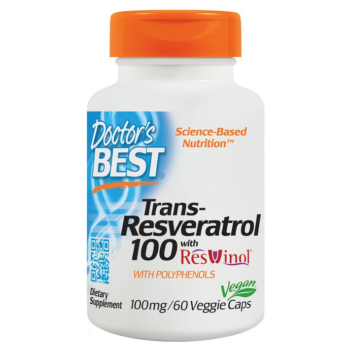 닥터스베스트 트랜스-레스베라트롤 100mg 베지 캡 비건, 60개입, 1개