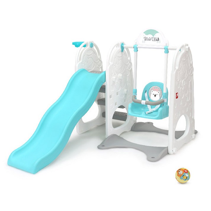 야야 팡팡 미끄럼틀 앤 그네, 민트 + 화이트 + 그레이