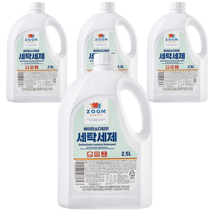 
                                                        줌 베이직 베이킹소다 담은 액체 세탁세제, 2.5L, 4개
                                                    