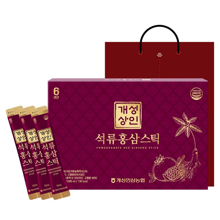 개성상인 석류 홍삼 스틱 + 쇼핑백, 10ml, 30개