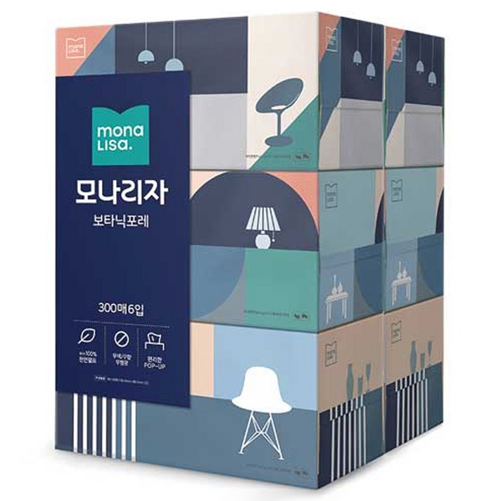  모나리자 보타닉포레 미용티슈, 300매, 6개 
