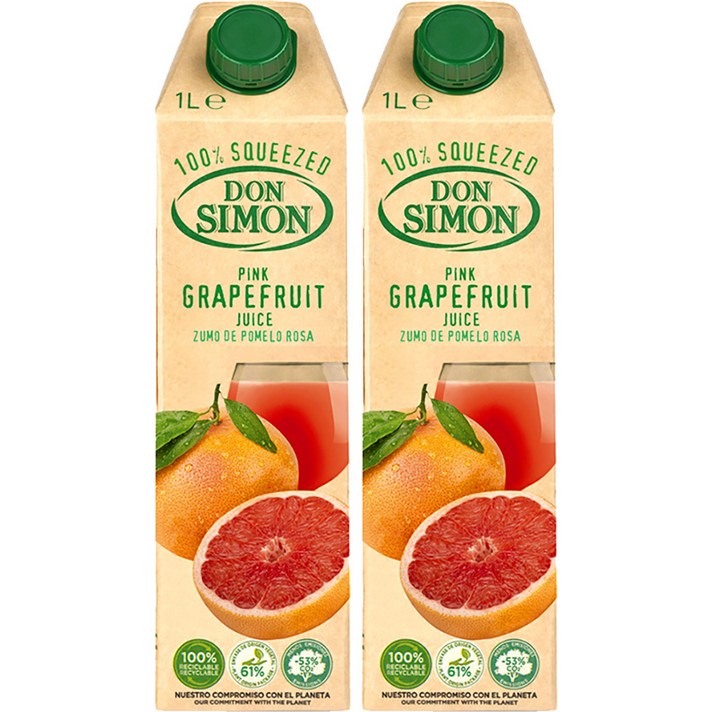 돈시몬 생과일 착즙 자몽주스, 2개, 1L
