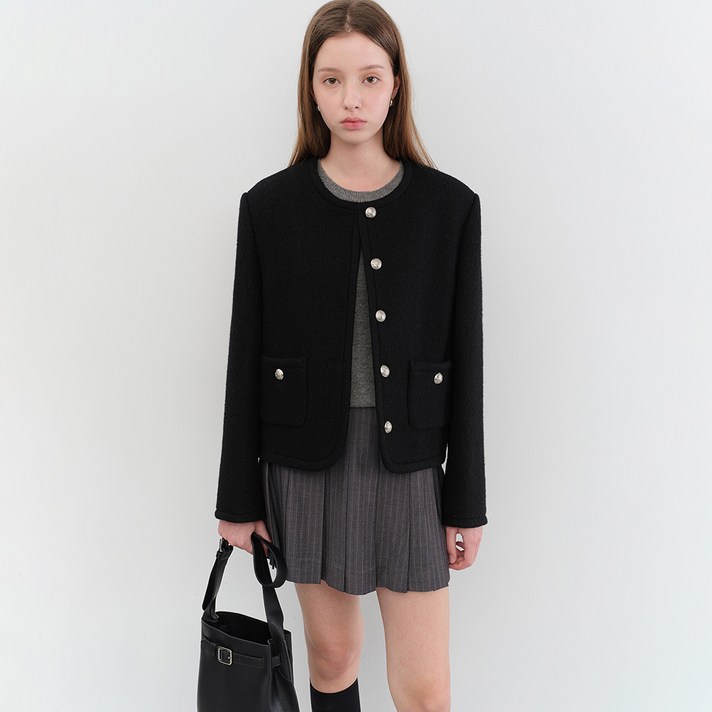 던스트 여성용 클래식 트위드 울 자켓