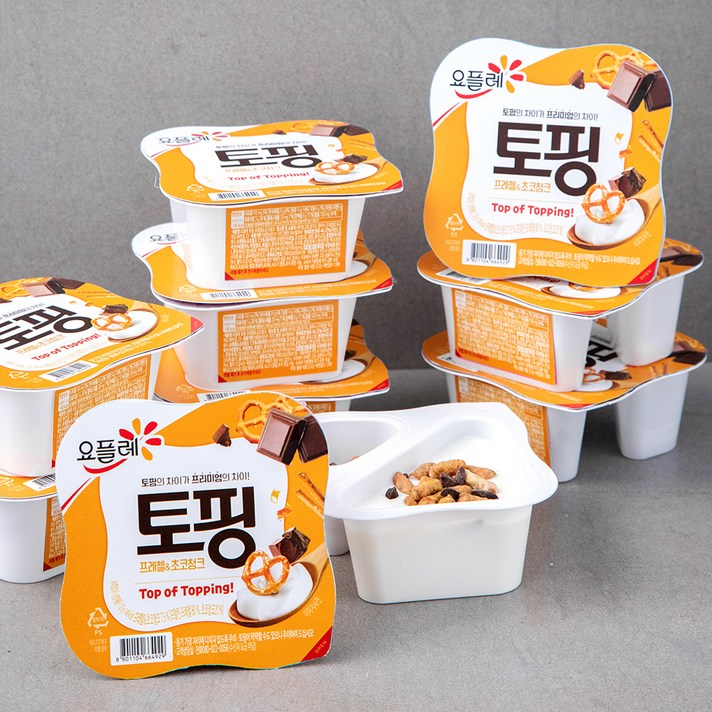 요플레 토핑 프레첼 & 초코청크 요거트, 120g, 12개