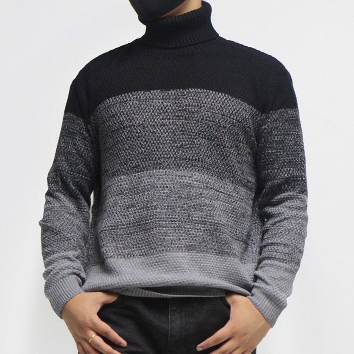 리셋 남성용 삼색 슬라브 폴라 니트