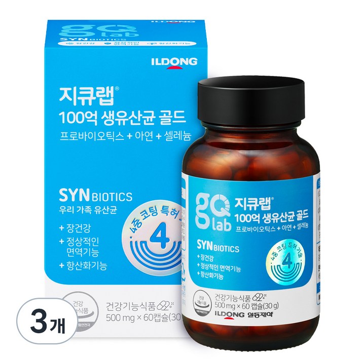  지큐랩 100억 생유산균 골드, 60정, 3개 