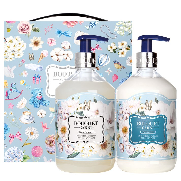 부케가르니 딥퍼퓸 샴푸+트리트먼트 베이비파우더 헤어세트, 1세트