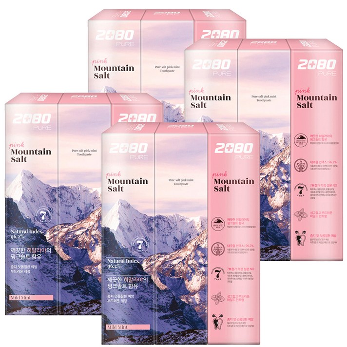  2080 퓨어 마운틴 핑크 솔트 치약, 150g, 12개 