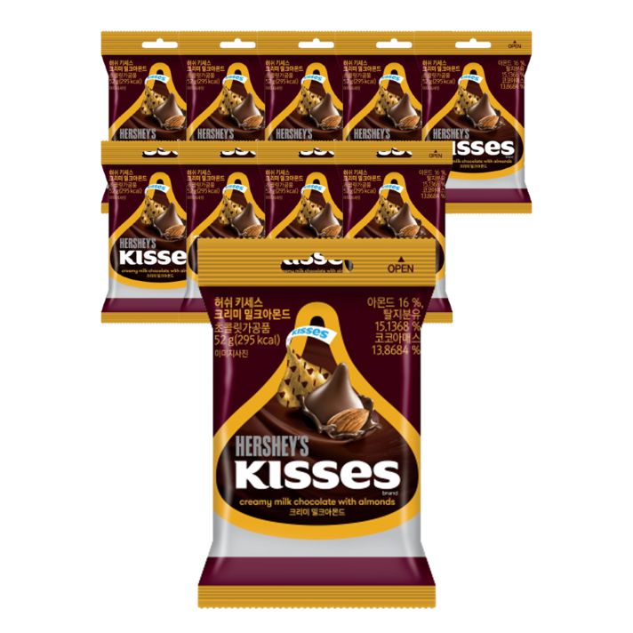 
                                                        허쉬 키세스 크리미밀크 아몬드 초콜렛, 52g, 10개
                                                    