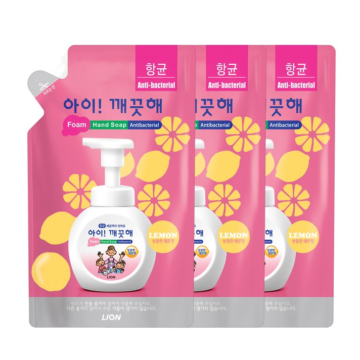 아이깨끗해 핸드워시 레몬향 리필, 450ml, 3개