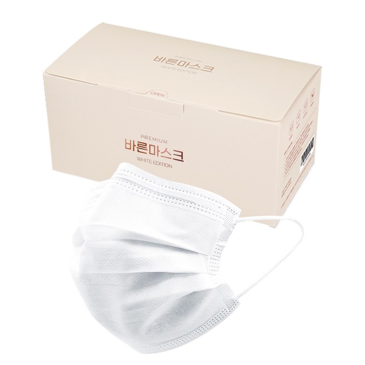 고르고 일회용 바른마스크 화이트, 50개입, 1개