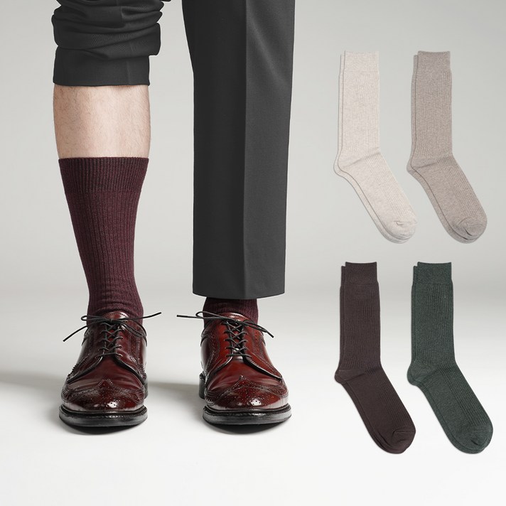 삭스팝 남성용 53g 톡톡한 프리미엄 골지 정장 양말 5켤레