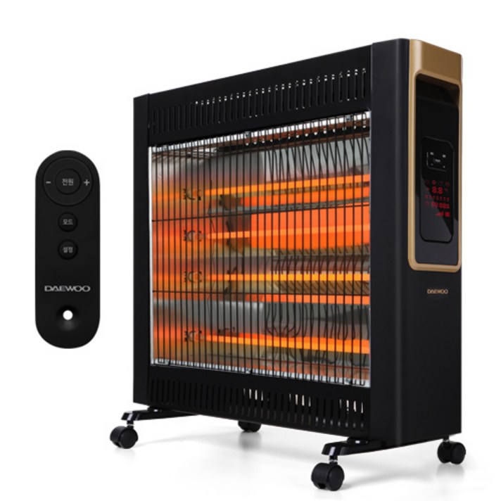 대우어플라이언스 뉴트로 4단쿼츠 전기히터 리모컨형, 블랙, DEH-CQ2200