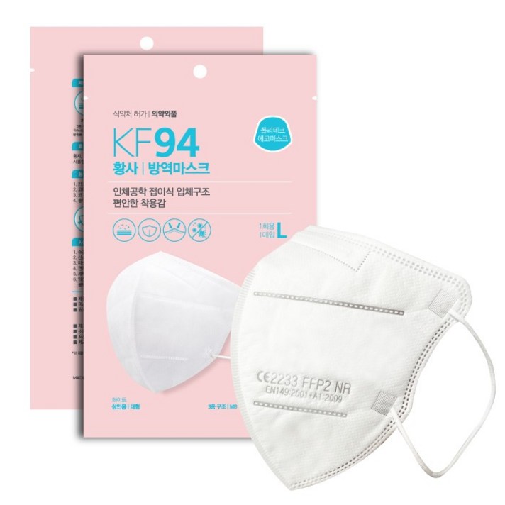폴리테크 에코 황사방역 마스크 대형 KF94, 100개입, 1개