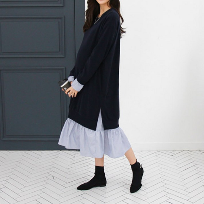 봉봉스토리 로이롱배색 수유원피스