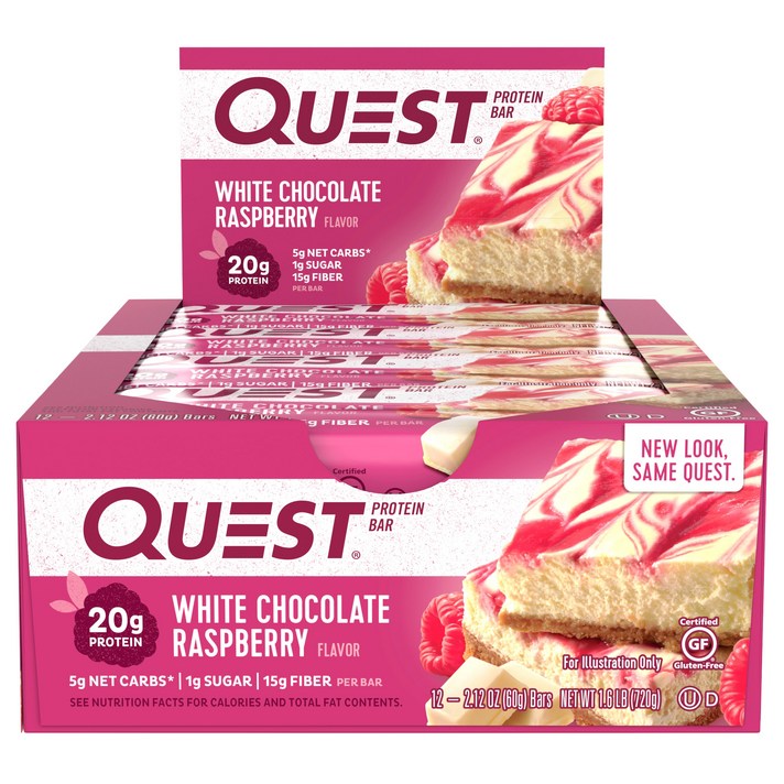 [쿠팡 직수입] 퀘스트뉴트리션 프로틴 바, 60g, 12개입, 화이트 초콜릿 라즈베리(White Chocolate Raspberry)