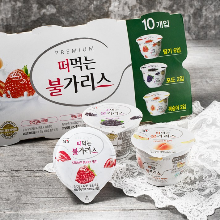 남양유업 떠먹는 불가리스 세트, 1세트, 딸기 85g x 6p + 포도 85g x 2p + 복숭아 85g x 2p