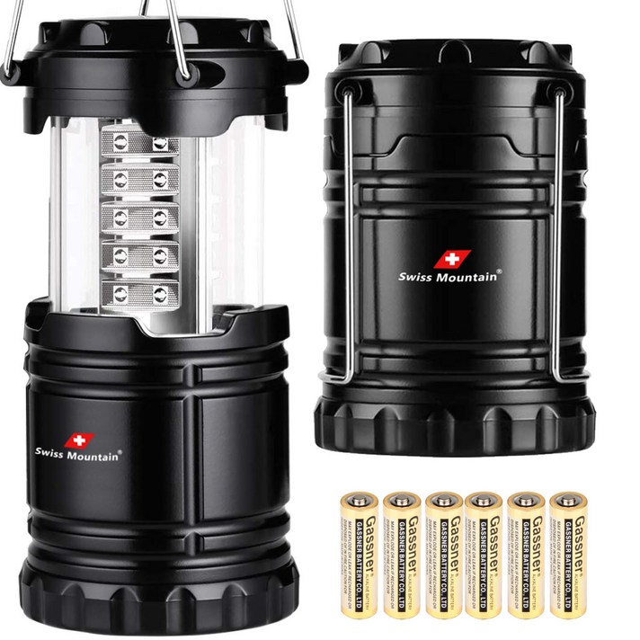 
                                                        스위스마운틴 LED 접이식 캠핑 랜턴 2p + 건전지 6p, 블랙, 1세트
                                                    