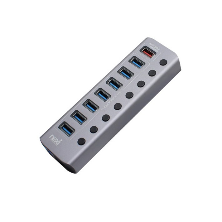 넥시 9포트 USB3.0 PD 충전 유전원 허브 NXU1009P, 혼합색상