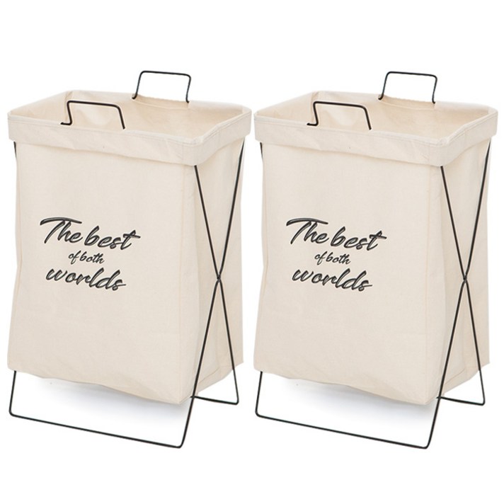 런드롬 접이식 빨래바구니, 아이보리, 2개