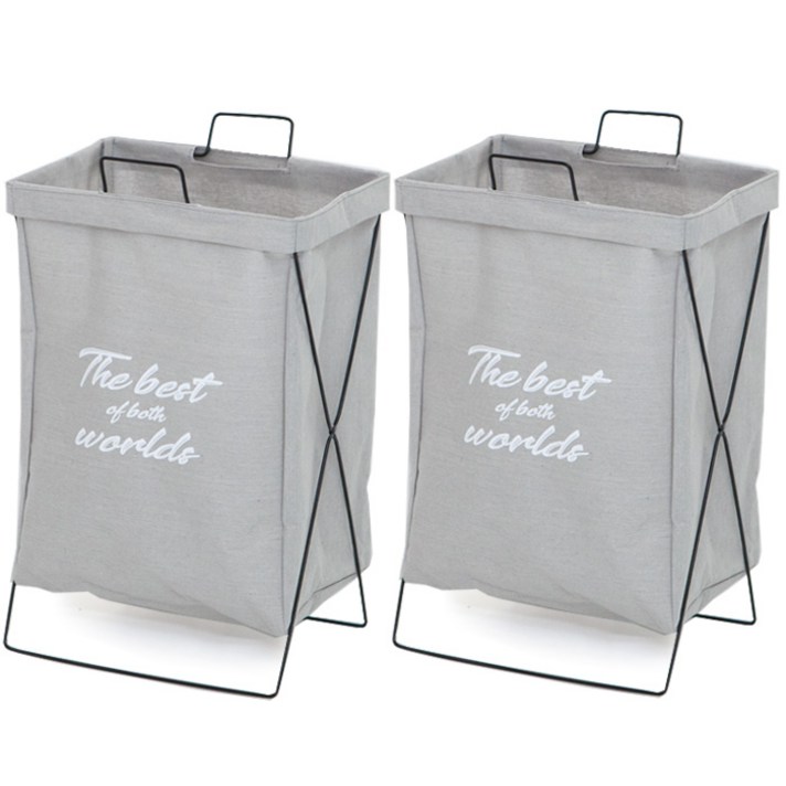 런드롬 접이식 빨래바구니, 그레이, 2개