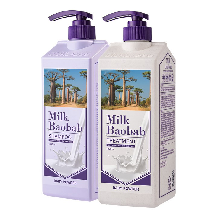비오클라쎄 밀크바오밥 베이비파우더 샴푸 1000ml + 트리트먼트 1000ml, 1세트