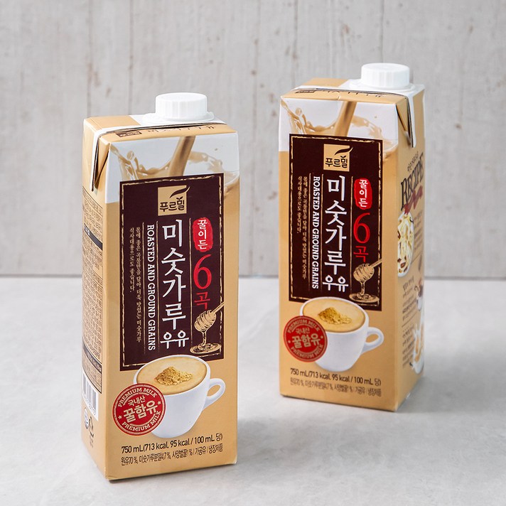 푸르밀 꿀이 든 6곡 미숫가루 우유, 750ml, 2개