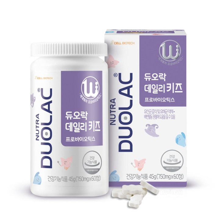 듀오락 데일리 키즈 프로바이오틱스 유산균, 60정, 1개