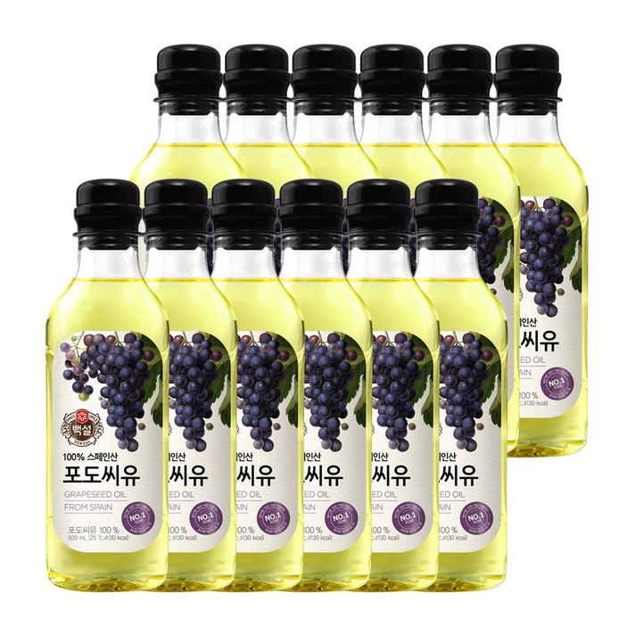 백설 포도씨유, 500ml, 12개