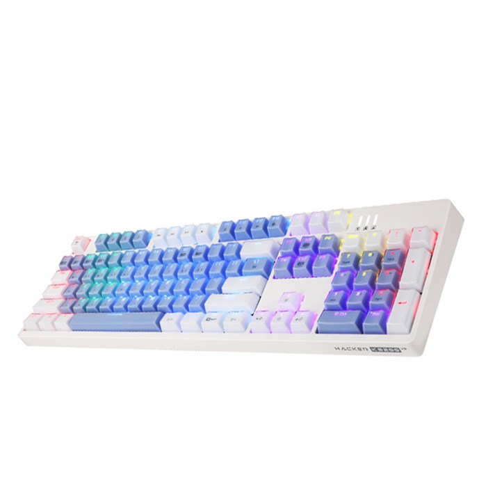 앱코 HACKER 카일광축 완전방수 크리스탈 레인보우 키보드, K8200, 바디(화이트), LED(V2 BLUE + WHITE RAINBOW)