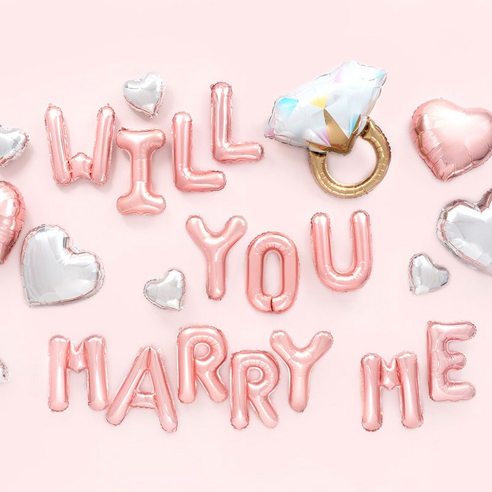 파티팡 다이아몬드 Will You Marry Me 프로포즈 홈파티세트, 로즈골드, 1세트