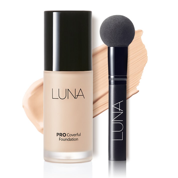 루나 프로 커버풀 리퀴드 파운데이션 30ml + 프로스틱 퍼프 세트, 21호, 1세트