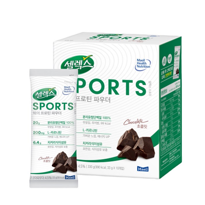 셀렉스 스포츠 웨이 프로틴 파우더 초콜릿, 33g, 10개