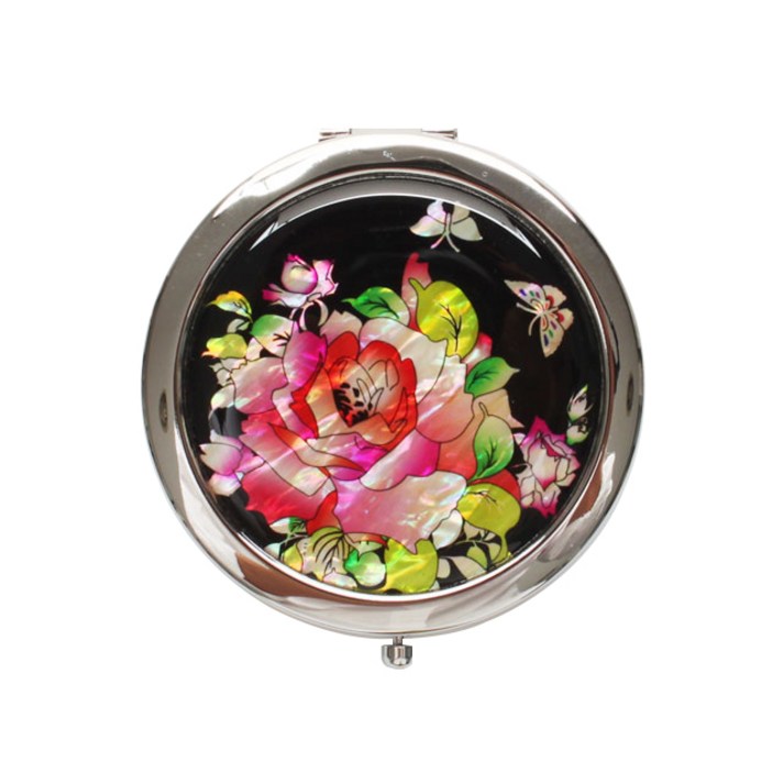 자개 나전칠기 원터치 손거울, 장미, 1개