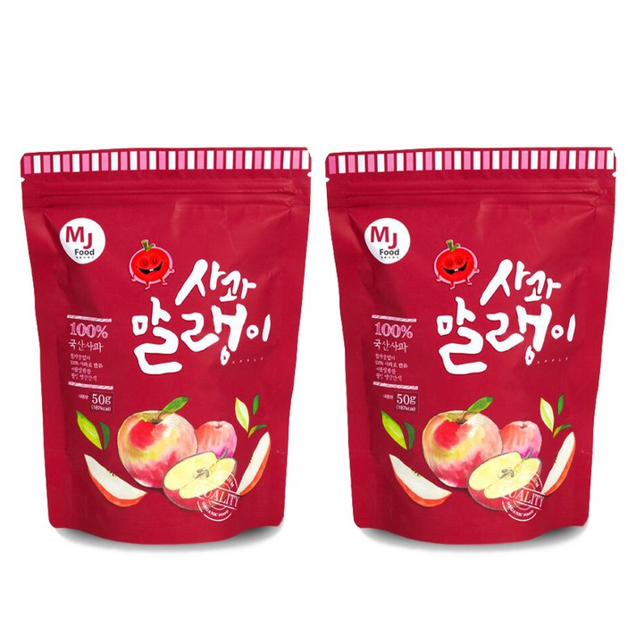 엠제이푸드 사과 말랭이 건과일, 50g, 2개
