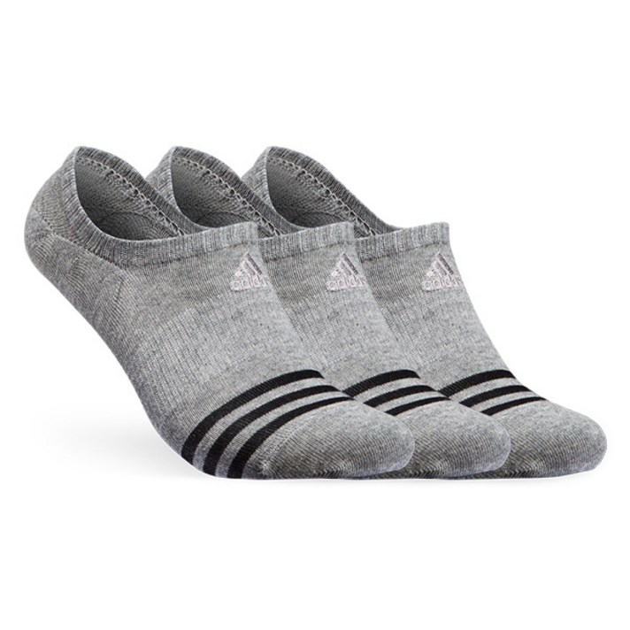 아디다스 남성용 퍼포먼스 삼선라인 로고자수 숏스니커즈 양말 3족 세트, 그레이
