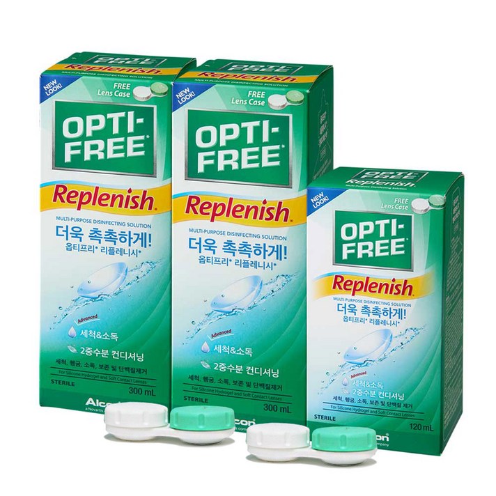 옵티프리 리플레니시 렌즈세정액 300ml 2p + 120ml + 렌즈케이스 2p, 1세트
