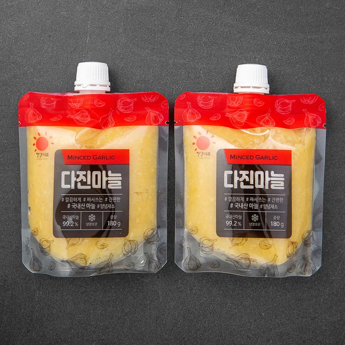 엔젤식품 국내산 짜서쓰는 다진마늘, 180g, 2개