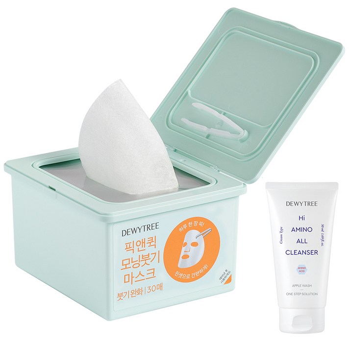 듀이트리 스페셜 픽 앤 퀵 모닝붓기 마스크 + 하이아미노 폼 50ml, 1세트