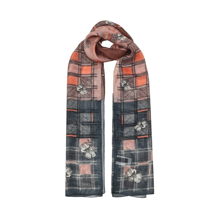 닥스 여성용 블루 프린트 실크 스카프 DLSC1B201B3