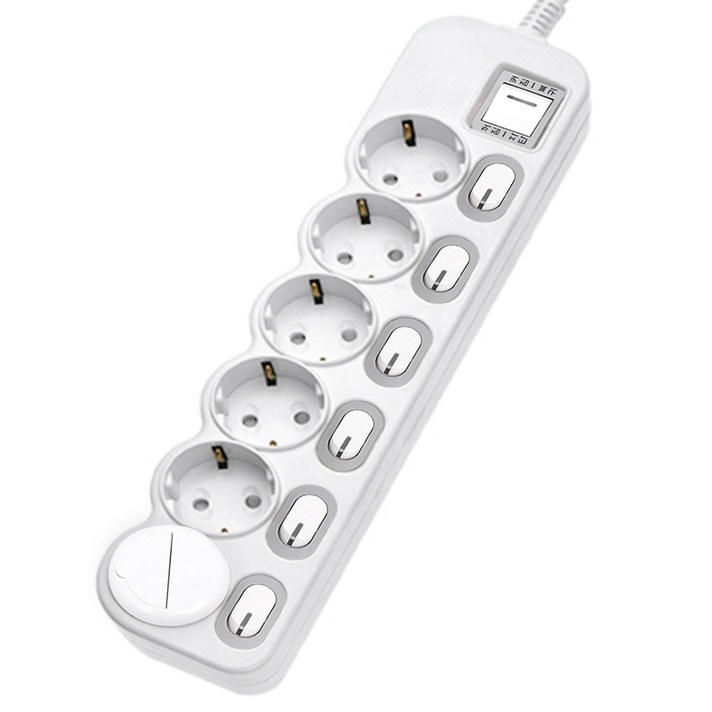 에코파워탭 LED 메인 개별 과부하차단 멀티탭 6구 EPM-L306 + 안전커버 랜덤발송, 1세트, 1.5m
