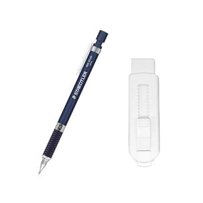 스테들러 메탈 제도샤프 네이비 바디 925-35 + 슬라이딩 지우개 화이트 세트, 1세트, 0.9mm