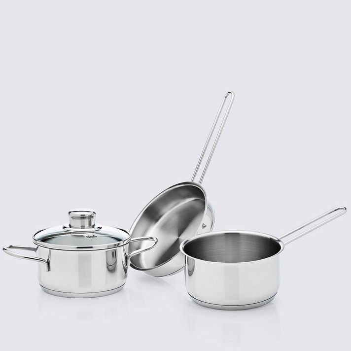  휘슬러 인덕션 스낵냄비 3종 세트, 실버, 스튜팟 14cm + 소스팬 14cm + 프라이팬 16cm 